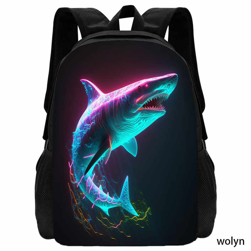 

Mochila 3D Shark Prints школьный рюкзак для детей, мультяшные животные принтованные школьные сумки для мальчиков и девочек, легкий детский рюкзак 15 inches