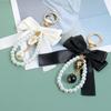 Car Pendant Bow Key Chain Pearl Chain Car Keychain Fashion Pearl Beaded Pendant Keyring