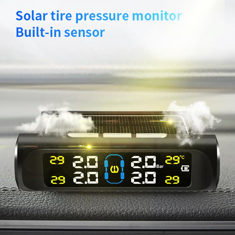Universal All-Weather Solar/USB TPMS IPX7 Waterproof Tire Pressure Monitor System with Multi-Vehicle Support