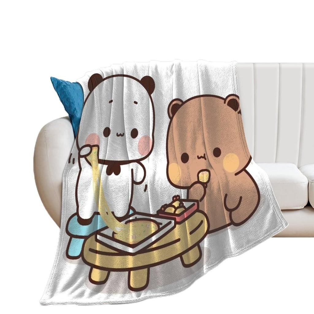 Cute Bear Flannel Blanket Cartoon Animation Digital Printing Air Conditioner Blanket Lunch Break Blanket