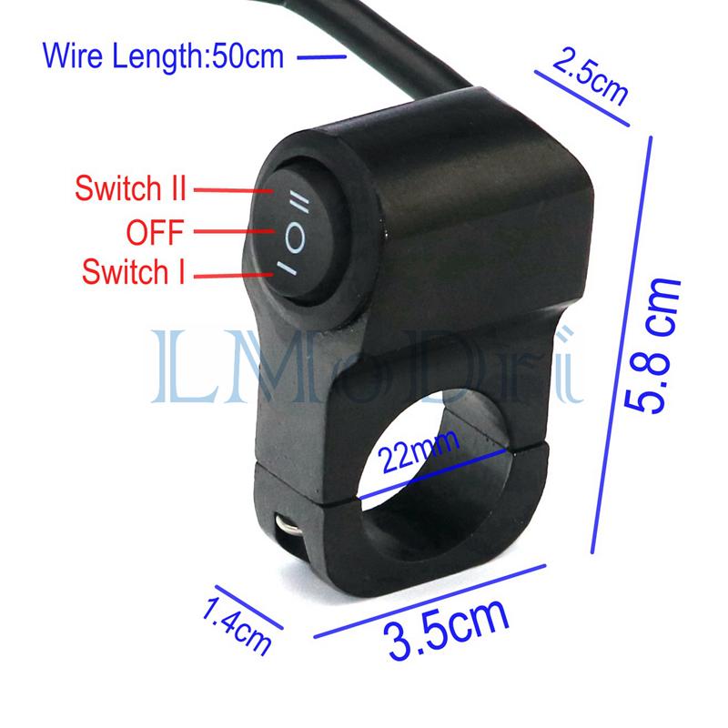 LMODRI Motorrad-Modifikationsschalter, Scheinwerfer, Roller, Moped, Fahrrad, ATV, Universal 7/8 Zoll 22 mm Lenker, 2-in-1-Schalter