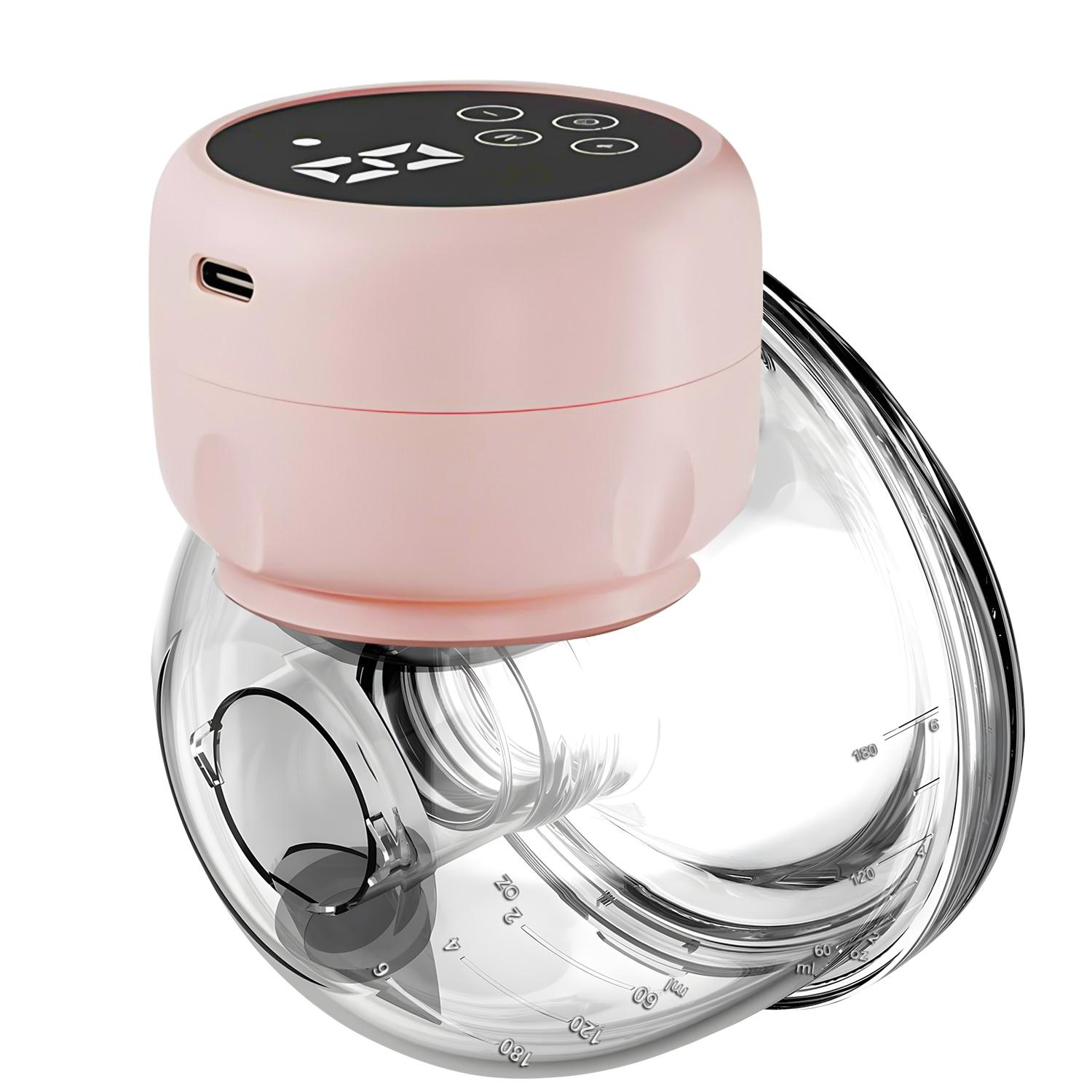 

1pcs Wearable Electric Breast Pump Hands-Free,Anti-Reflux Painless Breast-Feeding Low-noise LED Display USB Rechargeable рожевий