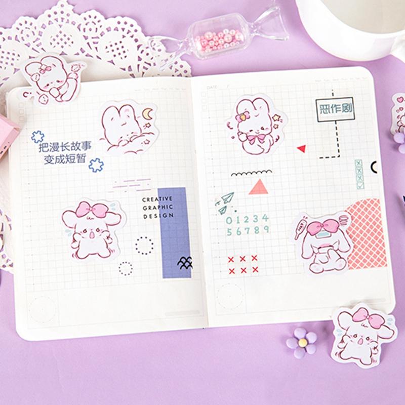45 KS Kawaii Králičí Samolepky Japonský Styl Roztomilé Samolepky DIY Scrapbooková Samolepka Kreslený Králíček Kancelářské Samolepky Nálepky na Notebook Diář DIY