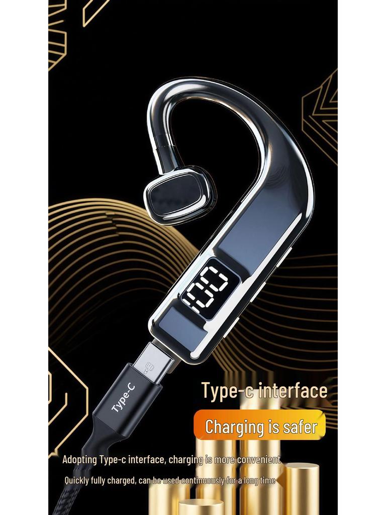 Bluetooth Bone Conduction Ear-hook Headset with Digital Display and Long Battery Life