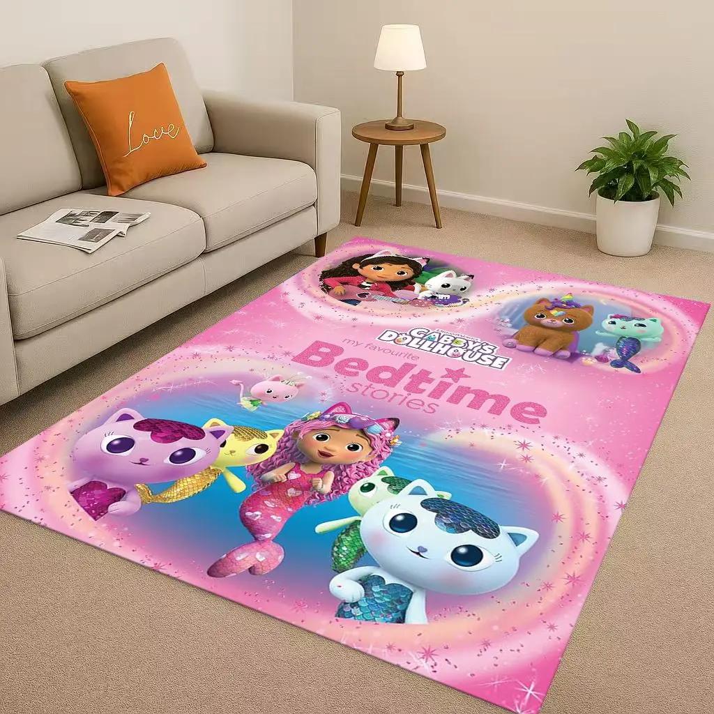 Tappeto Kawaii Casa delle Bambole di Gabby Cartone Animato Ragazza Soggiorno Area Antiscivolo Tappeto Morbido per Camera da Letto Sala Giochi e Divano, Zerbino Decorazione Casa