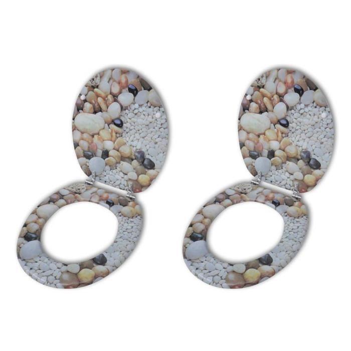 VidaXL Sièges de toilette avec couvercles 2 pcs MDF Galets