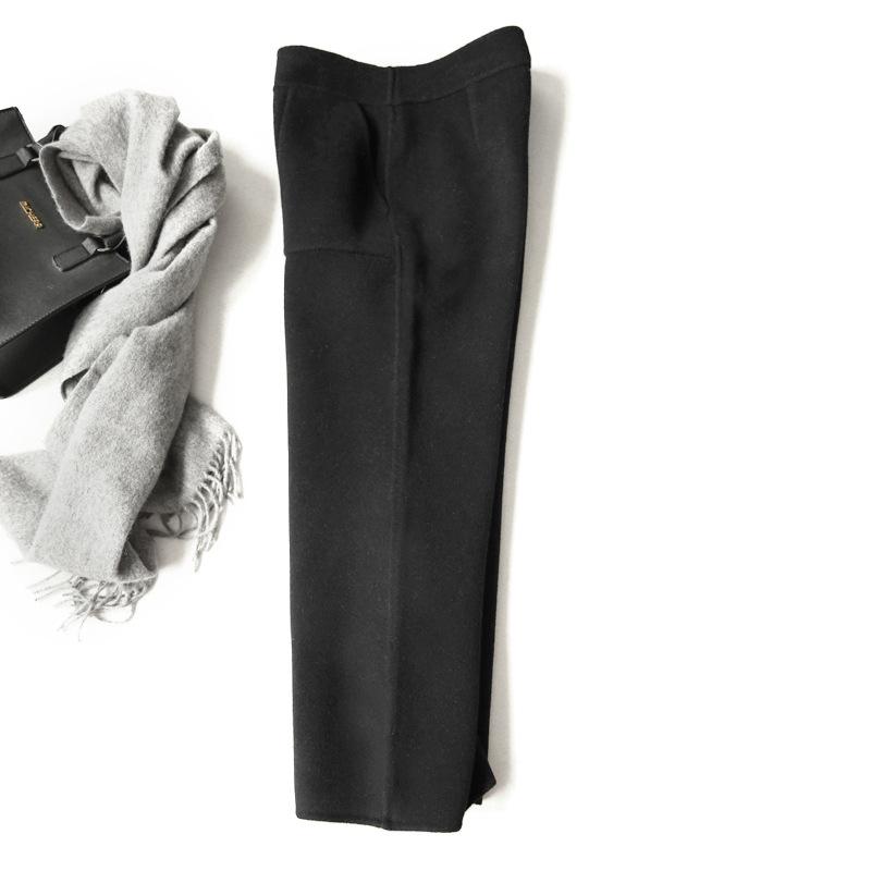 Autumn and Winter Temperament Double-sided Woolen Casual Pants Temperament Commuter Woolen Wide-leg Pants Women
