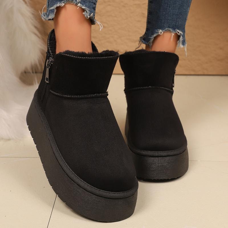 Side Zip Decoration Snow Boots Women 2025 Winter Fashion Thick Bottom Furry Ankle Boots Warm Short Plush Booties
