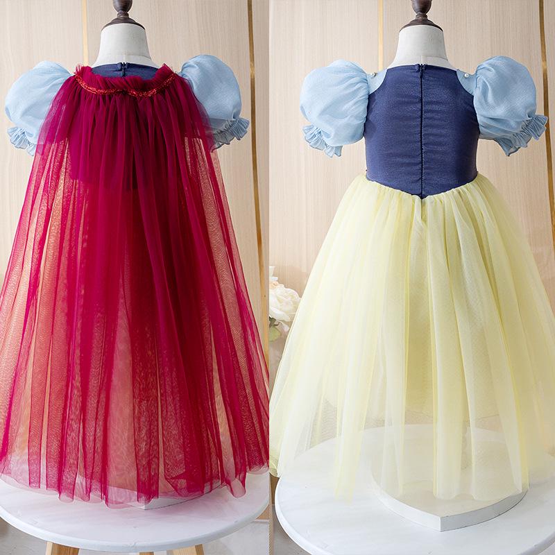 Hot Sale Snow White Princess Puff Sleeve Mesh Cape Lolita Girls Dress