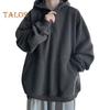 Fall Spring Men Hoodie Half Zipper Hooded Pockets Long Sleeves Loose Elastic Cuff Pure Color Pullover Thick Warm Daily Wear Top