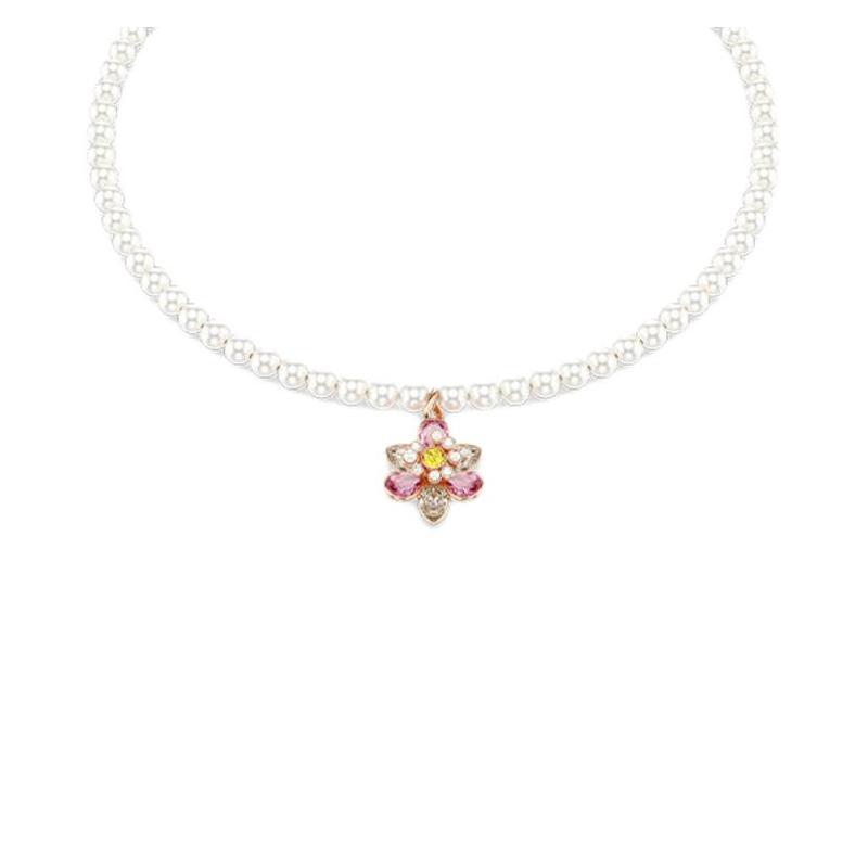 Swarovski Idyllia Flower-embellished Crystal Necklace for Men and Women, Couple Version, Pink 5725739