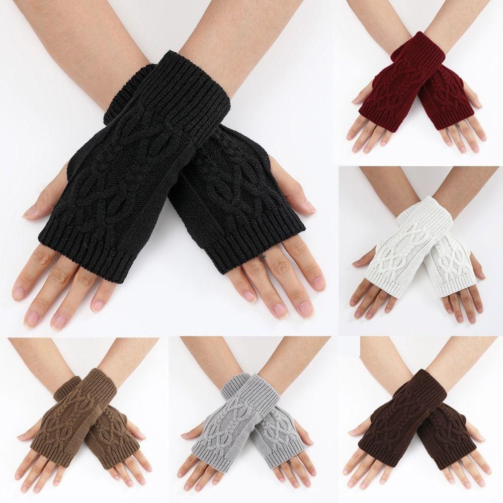 Solid Color Half Finger Gloves Soft Fingerless Gloves Fashion Half Finger Mitten  Unisex