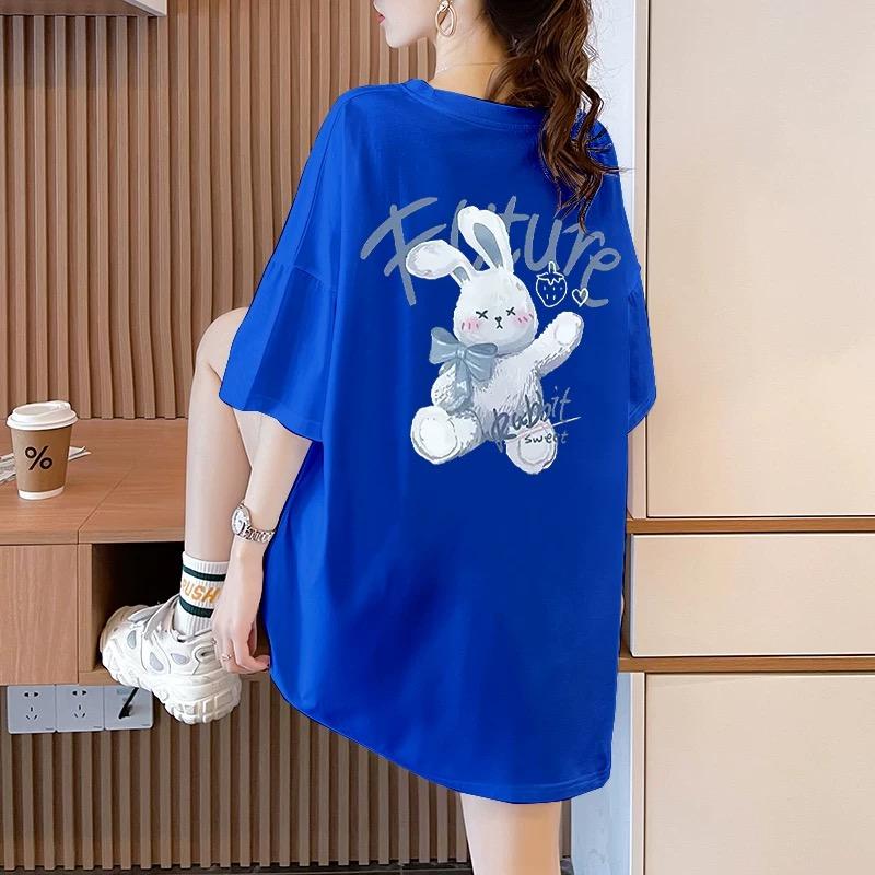 Large Size Pure Cotton T-shirts for Women Summer Cute Cartoon Print Hip Hop Streetwear Casual T Shirt Female Harajuku Oversized Short Sleeve Y2k Tops