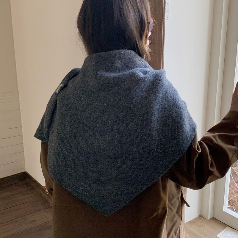 1Pc Triangular Scarf Warm Solid Color Soft Shawl Versatile Knit