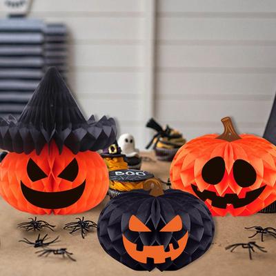 Paper Halloween Honeycomb Decorations Black Cat Ghost Pumpkin Spider Desktop Ornaments Spooky Party Props Haunted House Decor