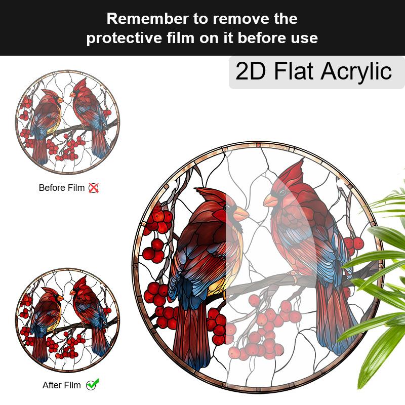Acrylic Cardinal Bird Suncatcher Stained Glass Effect Window Hanging Ornament Bird Lover Gifts for Mom Grandma
