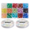 HappyHome Beads Handicraft Glass Beads Accessory Parts 8mm 15 Colors 450 Pieces Multicolor Handmade Bracelet Handmade Accessories Crafts DIY with Wire