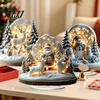 Christmas Party Centerpieces Winter Ornaments, Double-sided Acrylic Snowman/Santa Claus/Reindeer/Cottage Table Snow Scene Ornaments Decorations