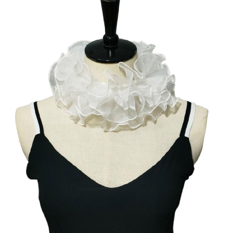 Винтажный органзовый воротник-жабо, съемный, эпохи Возрождения, маленький воротник-гофры белый