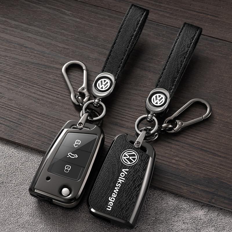 Für VOLKSWAGEN Zinklegierung+Leder Auto Fernbedienung Schlüsselhülle Abdeckung Schutzschale Für VW Volkswagen Polo Golf 7 MK7 Tiguan MK2 Accesso
