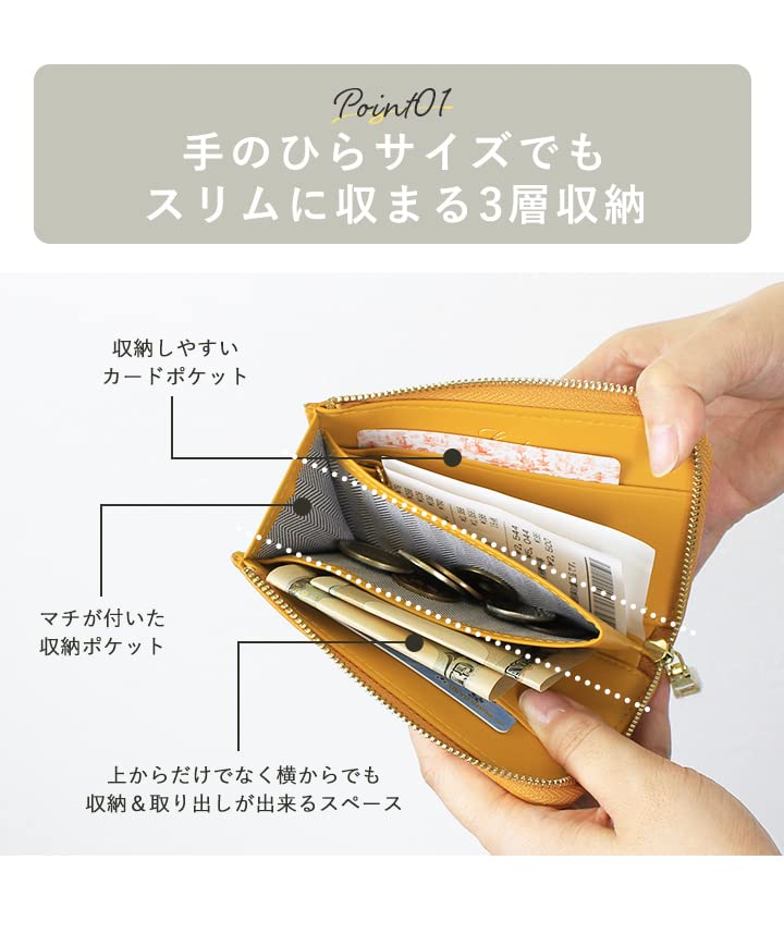 Lizdays Compact Mini Wallet with Genuine Cowhide Leather and Small Card Slots Women's (Navy)