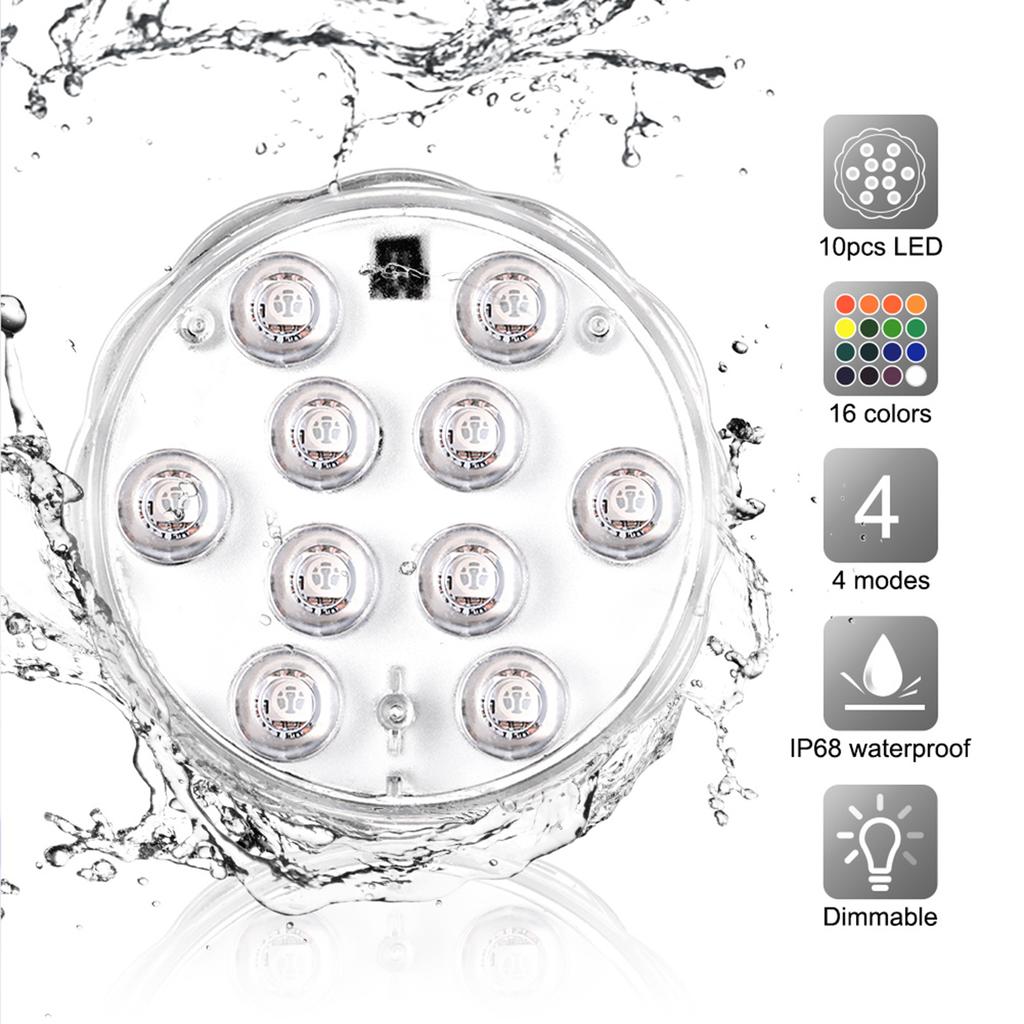 Submersible LED Lights RGB Waterproof IP65 Underwater Lamps with Remote Control