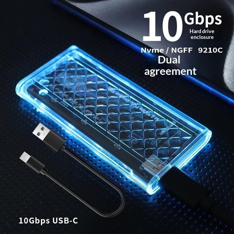 Transparent M2 Ssd Enclosure 10Gbps High Speed Transfer Durable Clear Shell For Laptop Storage Business Trips Office Work