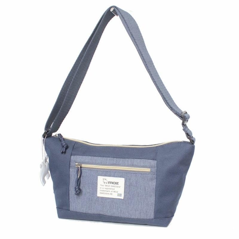 

moz Women s Shoulder Bag, Banana-Shaped, Crescent-Moose, Nordic Design with Reflective Charm, ZZEI-11, Navy and Gold