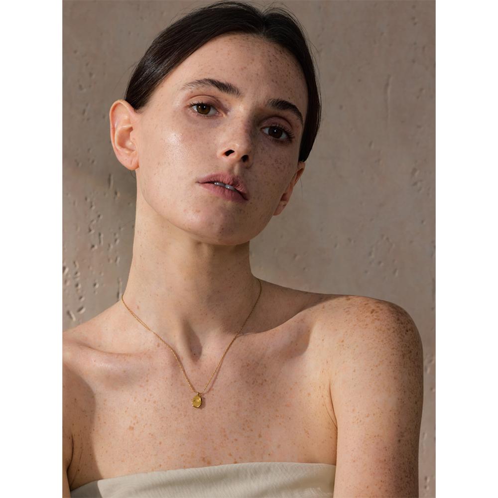Yhpup Simple Stainless Steel Metal Square Hammer Pendant Necklace Gold Silver Color 18K PVD Plated Fashion Collar Jewelry