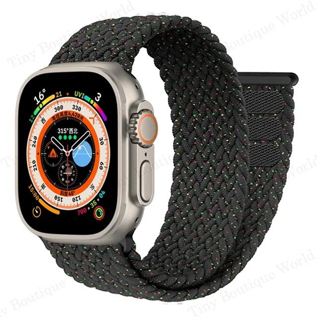 Braided Solo Loop For Apple watch Bands 40mm 44mm 49mm 45mm 41mm 38mm 42mm Elastic bracelet iWatch series 9 8 7 se Ultra 2 Strap