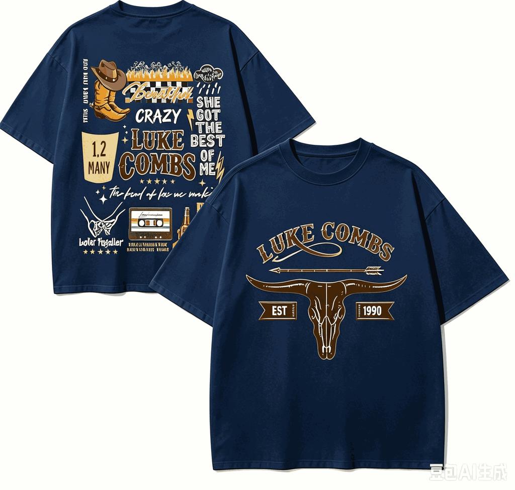 Luke Combs Für Fan Geschenk T-Shirt Unisex Unisex Harajuku Oversized Unisex Kurzarm Streetwear Hohe Qualität Paare Bequem Weich