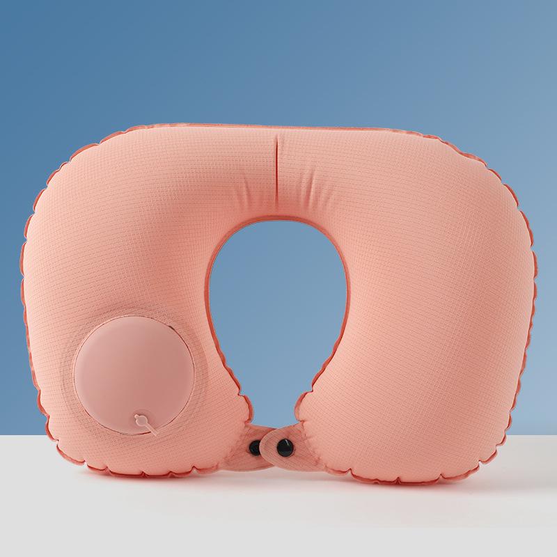 Pressing Inflatable U-Shaped Travel Pillow: Portable Airplane Headrest & Nap Neck Support
