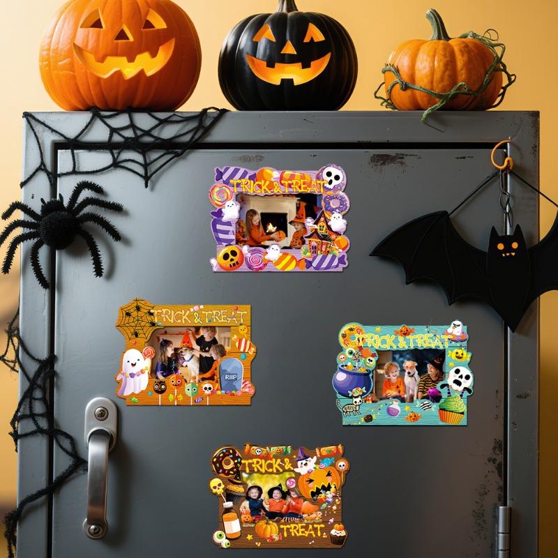 CT488-492 Halloween Magnetic Picture Frame - Holiday Photo Display Decor with PVC Fridge Magnet for Spooky Party Celebration
