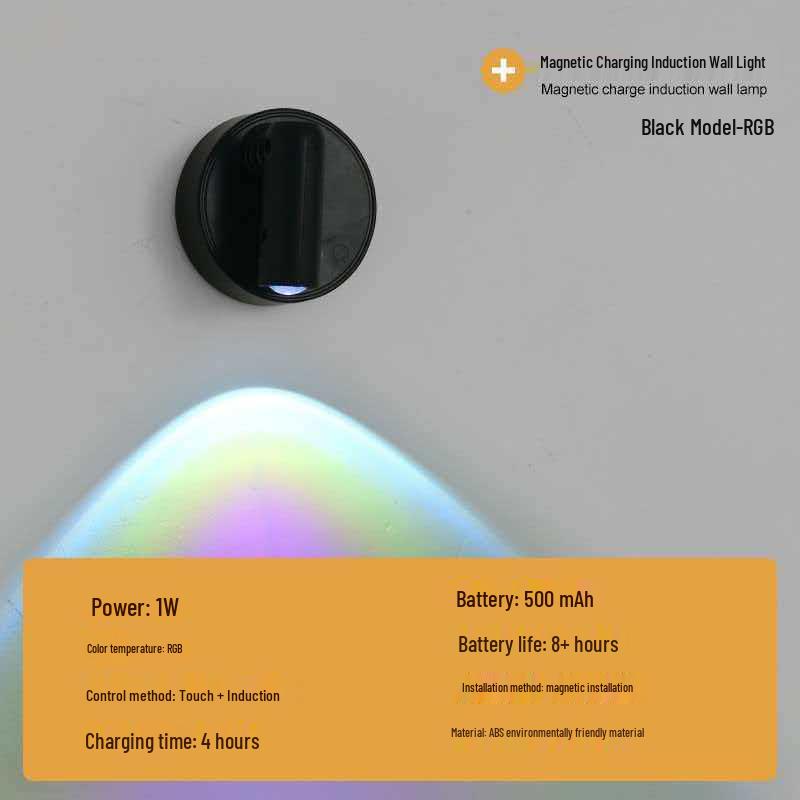 CE-Certified Multi-Angle Smart LED Night Light, Hill-Shaped Spotlight with 7 Colors, Magnetic Induction, Ambient Wall/Table Lamp