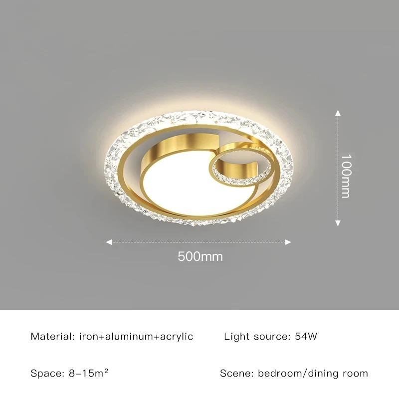 Moderne Runde LED Bescheidene Deckenleuchten für Schlafzimmer Küche Goldene Kristall-Kronleuchter Arbeitszimmer Badezimmer Deckenleuchter