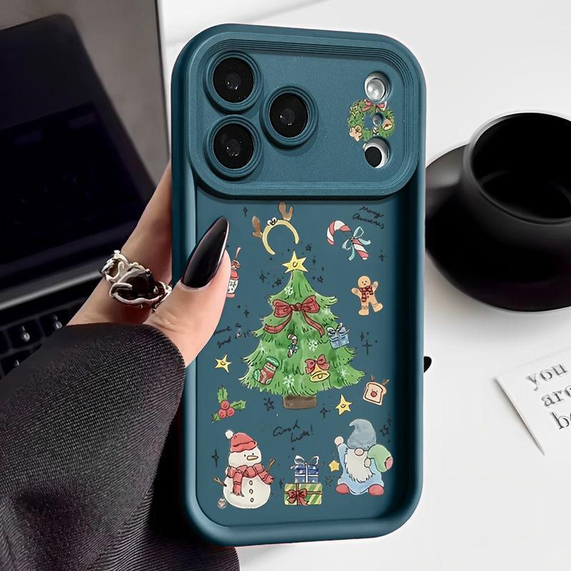 Christmas Tree TPU Phone Case For iPhone Air 16e 17 16 15 14 Pro Max 13 12 Pro 15 16 Plus Candy Color Silicone Soft Cover Fundas