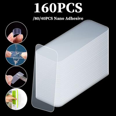 40/80/160PCS Reusable Double Sided Tape Transparent Multifunctional Nano Glue Seamless Self Adhesive Waterproof Seamless Sticker