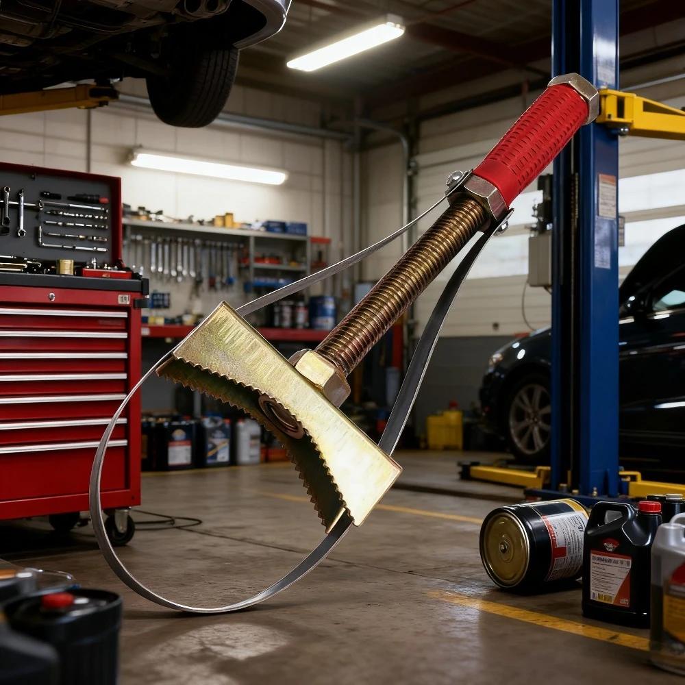 Oil filter wrench Filter oil change disassembly tool Adjustable ingot type automotive oil grid steel belt wrench