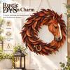 Festive Wall Hanging Decor for Home Rustic Horse Wreath Front Door, Western Farmhouse Head Durable Decorative Bedroom with Horseshoe, Handcrafted