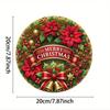 Jinxin Round Metal Christmas Tin Sign 8x8 Inch Poinsettia Wall Decor for Home Kitchen Retro Holiday Art