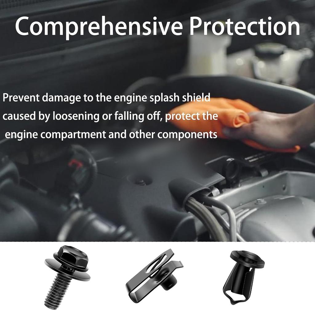 35PCS Universal Engine Under Cover Splash Shield Guard Body Bolts Kit, Bumper Fender Liner Push Retainer Fastener Rivet Clips, Compatible with Most