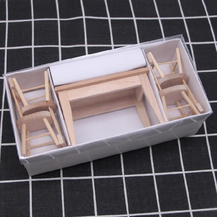 Realistic Miniature Wooden Dining Table and Chair Set For Crafting Miniature Scene And Dollhouses Display Accessories