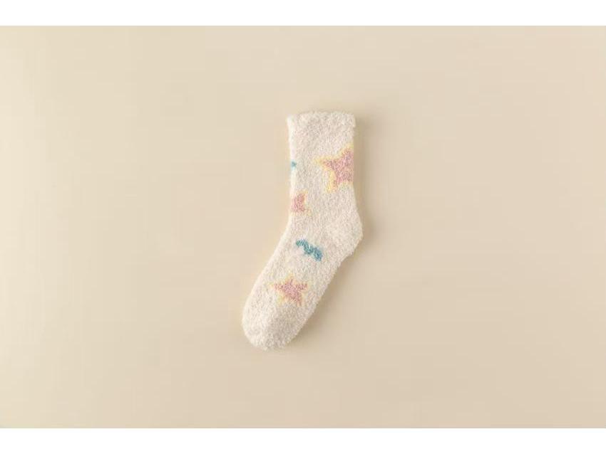 2025 Autumn/Winter Thick Coral Fleece Cartoon Mid-Calf Sleep Socks - Warm, Breathable, and Sweat-Absorbent Home Floor Socks.