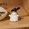 Cute Resin Ghost Statue Walking Dog Figurine, Holding Bat Balloon Statue, Spooky Halloween Room Decor Desktop Decor, Mini Stable Base Tabletop
