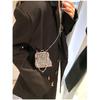 Trendy Mini Rhinestone Kiss Lock Crossbody Bag For Girls Cute Punk Evening Shoulder Purse With Detachable Metal Chain Strap Ideal For Parties Outings