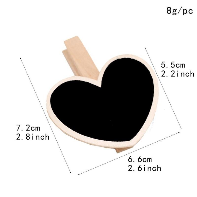50 ks závěsných dřevěných tabulí s klipy na tabuli, štítky s číslem, cenovka, ve tvaru srdce, DIY řemeslo