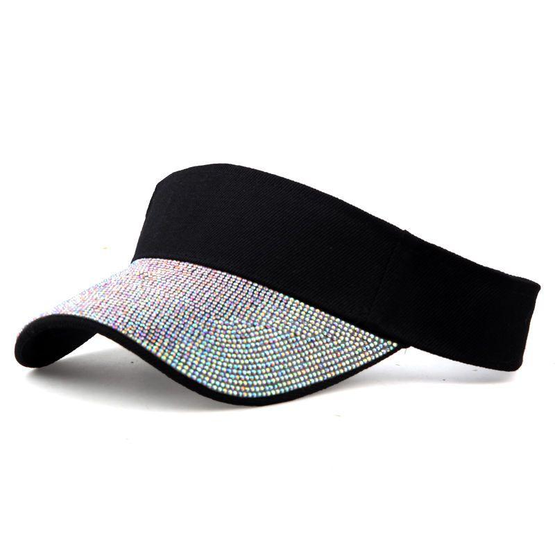 Men's and Women's Diamond Hollow Top Hats Fashionable Diamond Inlaid Sun Hats Versatile Headless Duckbill Hats Sun Resistant  Breathable Baseball Caps