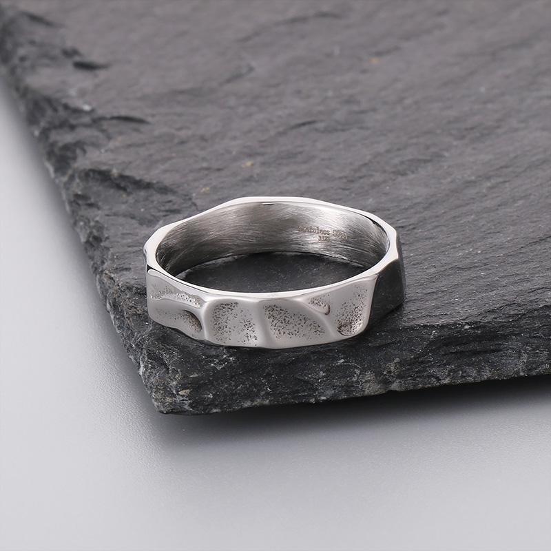 Fongten Thin Stainless Steel Ring for Men Geometric Punk Simple Finger Decoration Fashionable Party Jewelry Boyfriend Gifts