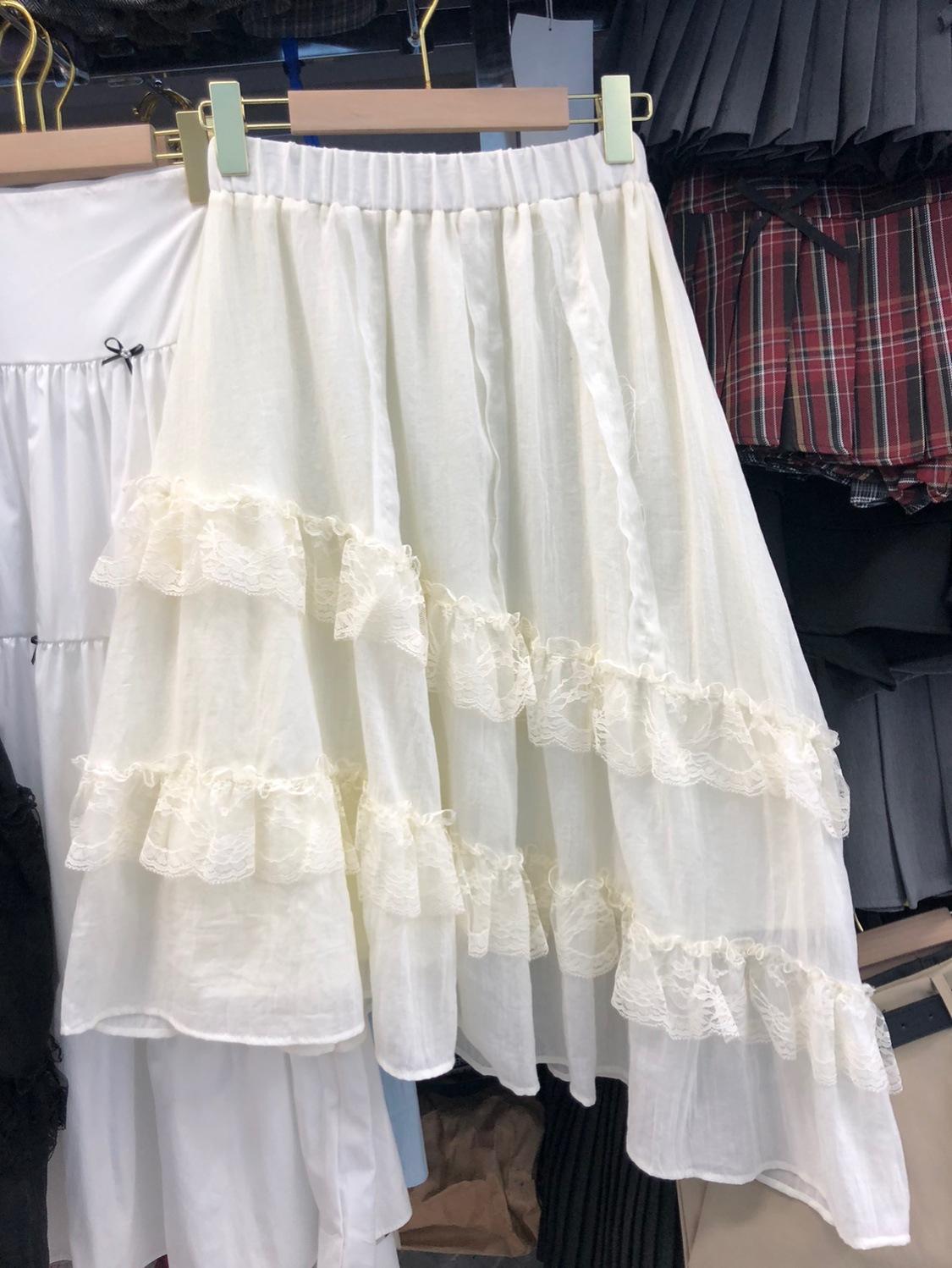 

Юбка кружевная женская летняя белая юбка-торт неровная тонкая юбка с высокой талией А-образной формы французская юбка средней и длинной длины one size fits all