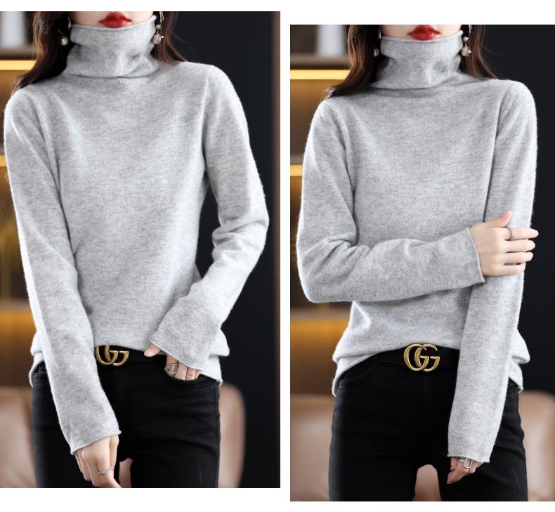 Autumn/Winter 100% Wool Slim-Fit High Neck Knit Sweater